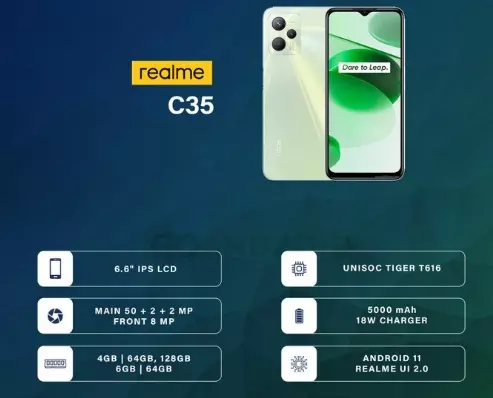 مواصفات هاتف Realme C35