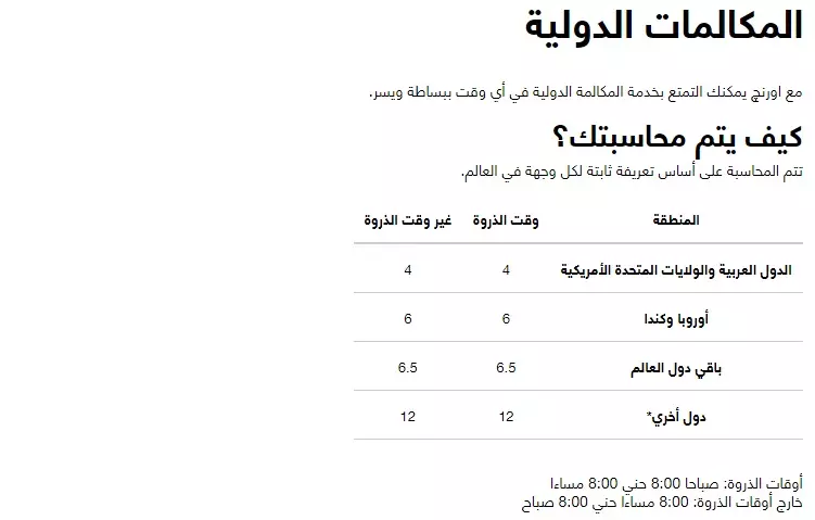 أسعار مكالمات اورانج الدولية